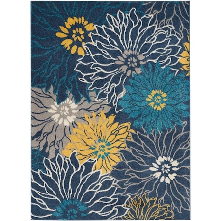 Palacedesigns 5 x 7 ft. Blue Tropical Flower Area Rug PA2627958